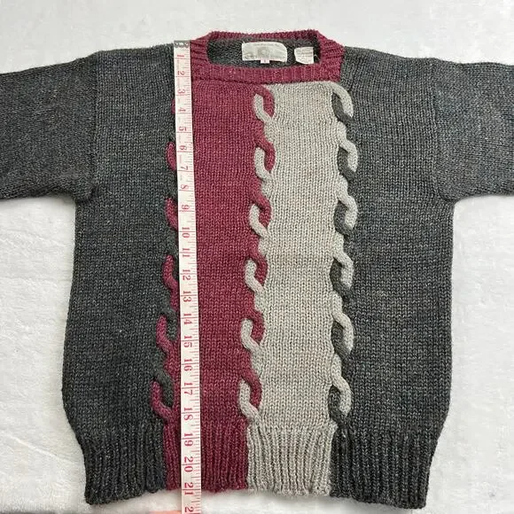 Howland Steinbach Vintage Knit Sweater Women's size Small Gray Maroon 1980s - Picture 4 of 6